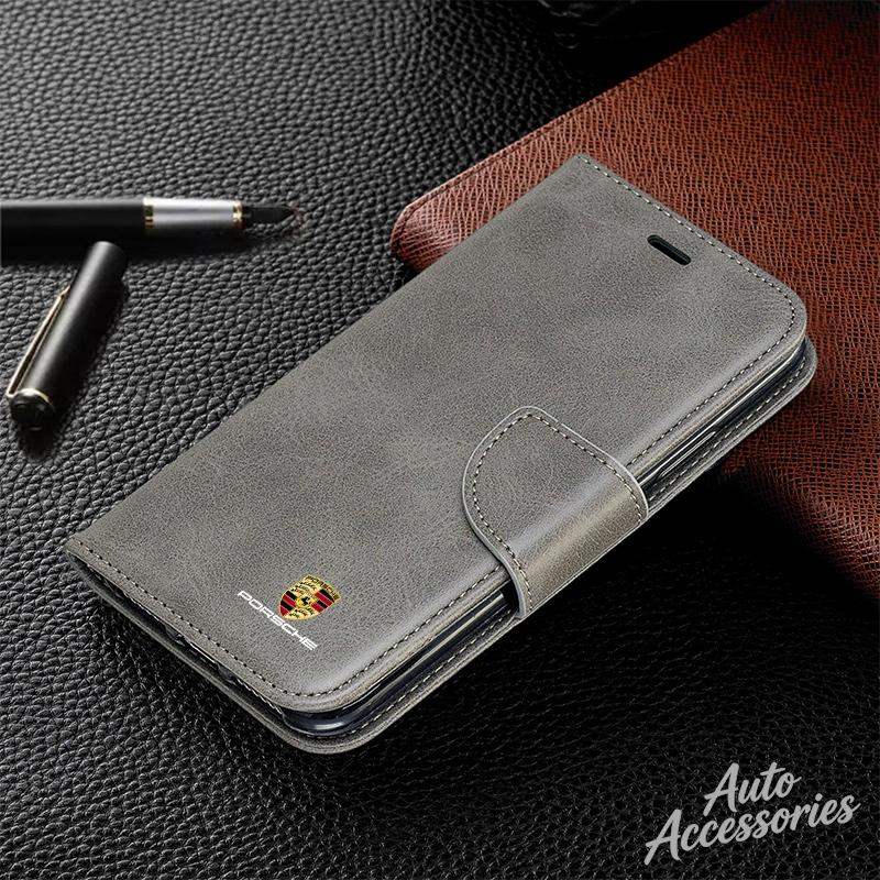 Per Porsche Portafoglio Porta Carte Custodia Telefono per iPhone 16 15 13 14 11 12 Pro Max Mini 8 XR XS 16 Plus 15Pro Cover con Supporto Flip adesivo CY5