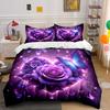 Dreamy Purple Roses And Butterfly Hearts Bedding Set For Kids Luxury Gift 3Pcs Digital Print Comforter Set Soft Comfortable