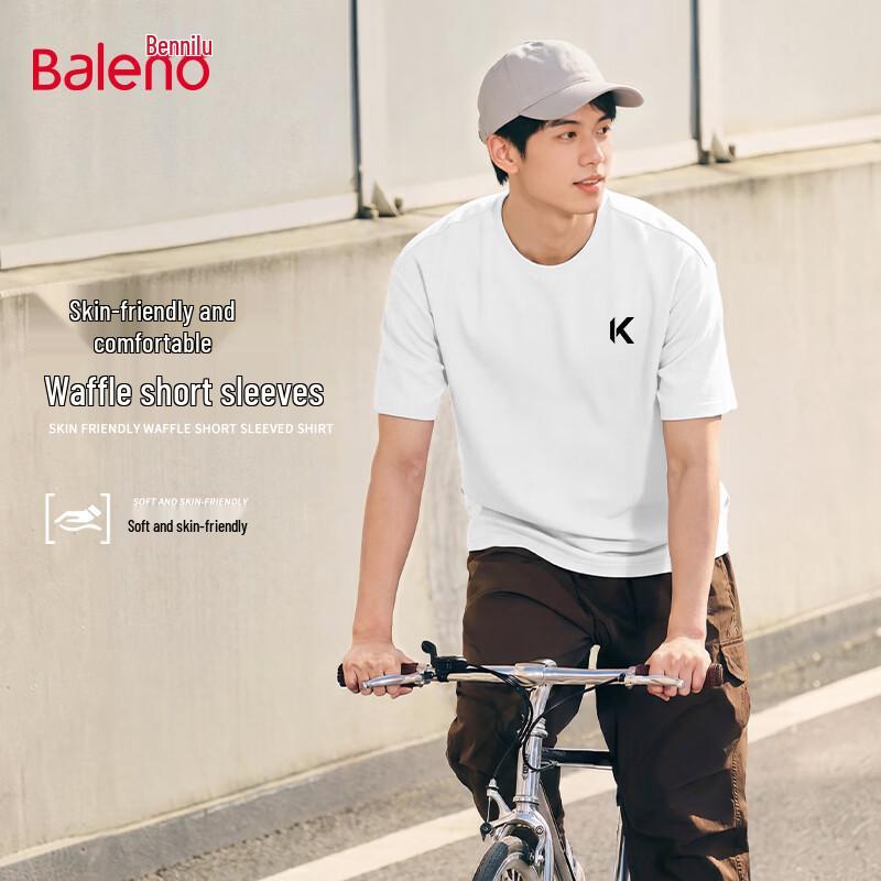 Baleno Men s Heavyweight Waffle Knit Loose Fit T-Shirt 5XL