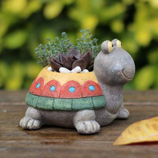 Blumentopf Bunte Schildkrötenform Harz Pflanzgefäß Cartoon-Stil Innen Außen Dekorativer Gartenbehälter