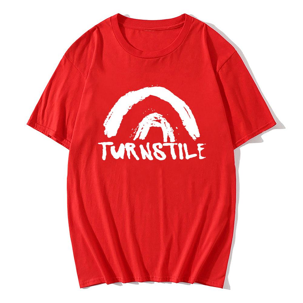 

TURNSTILE DOUBLE RAINBOW T-shirt Summer Short Sleeve Male Tshirts Casual Fashion Loose Cotton T Shirt Men Women Tees Streetwear 4XL