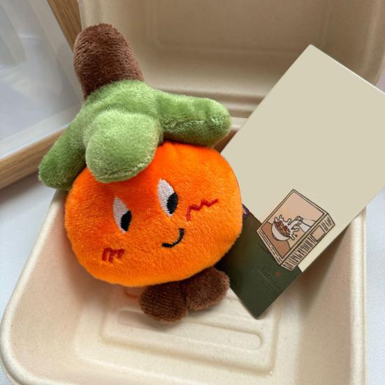 Good Luck Persimmon Plush Keychain Cute Soft Stuffed Fruit Pendant for Bags Backpacks Lucky Phone Charm Adorable Gift for Couples Friends