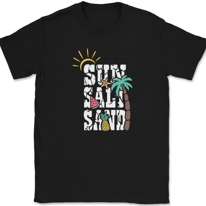 Sun Salt Sand T-Shirt Funny Beach Vacation Trip Ocean Humor Graphic Text Tee