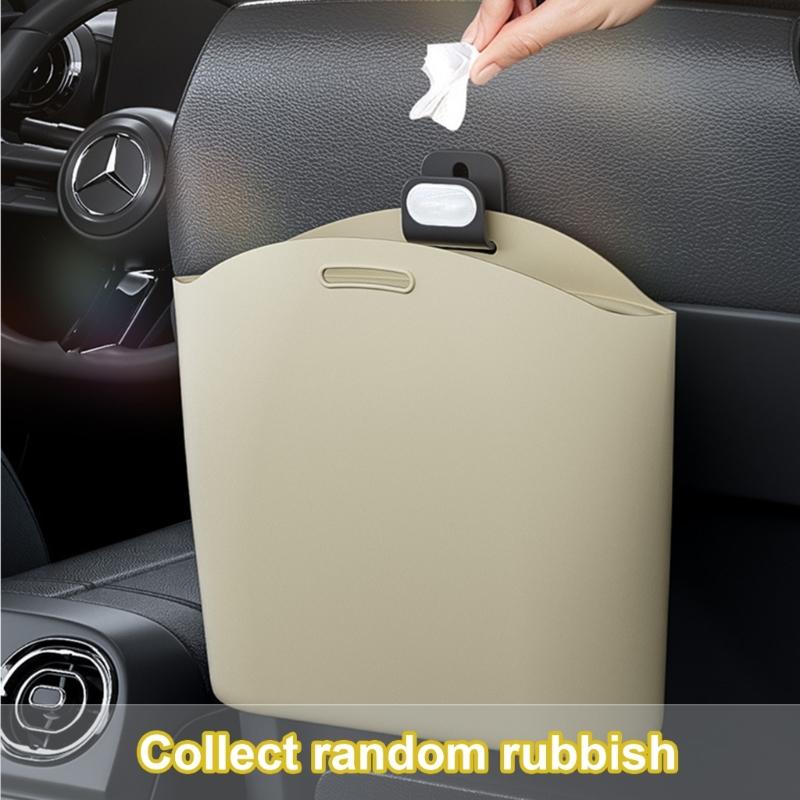 Silicone Car Trash Bag Waste Bin Garbage Can Suitable for Organized Interior, Hangable Foldable Waste Storage Accessory