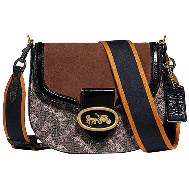 

Новая женская сумка-седло COACH Kat из канвы с покрытием и кожи, кроссбоди, на плечо, коричнево-черная 88236-B4AA8 21.1*6.6*17.0CM