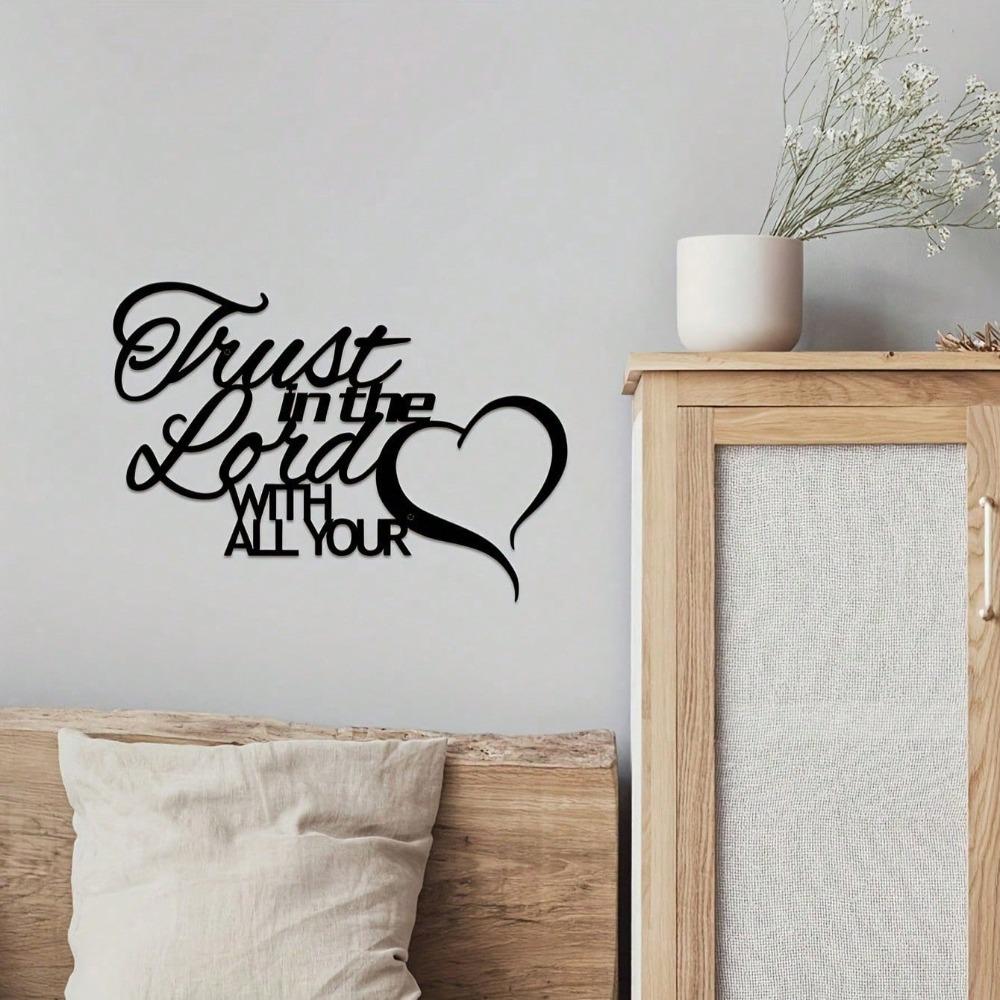 ""Trust In The Lord With All Your Heart" with Heart Shape Minimalist Metal Wall Art - Modern Home Decor for Bedroom, Living Room, or Bathroom.
