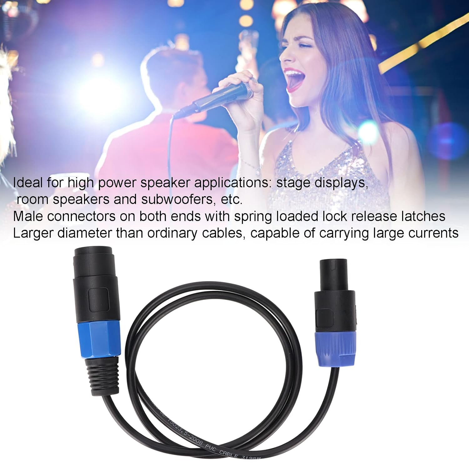 

Speaker Cable, Elastic Portable Speakon Speaker Cable, Male to Female 4 Core Plug Ohm Head Speakon Cable, Speaker Connection Wire for Speaker