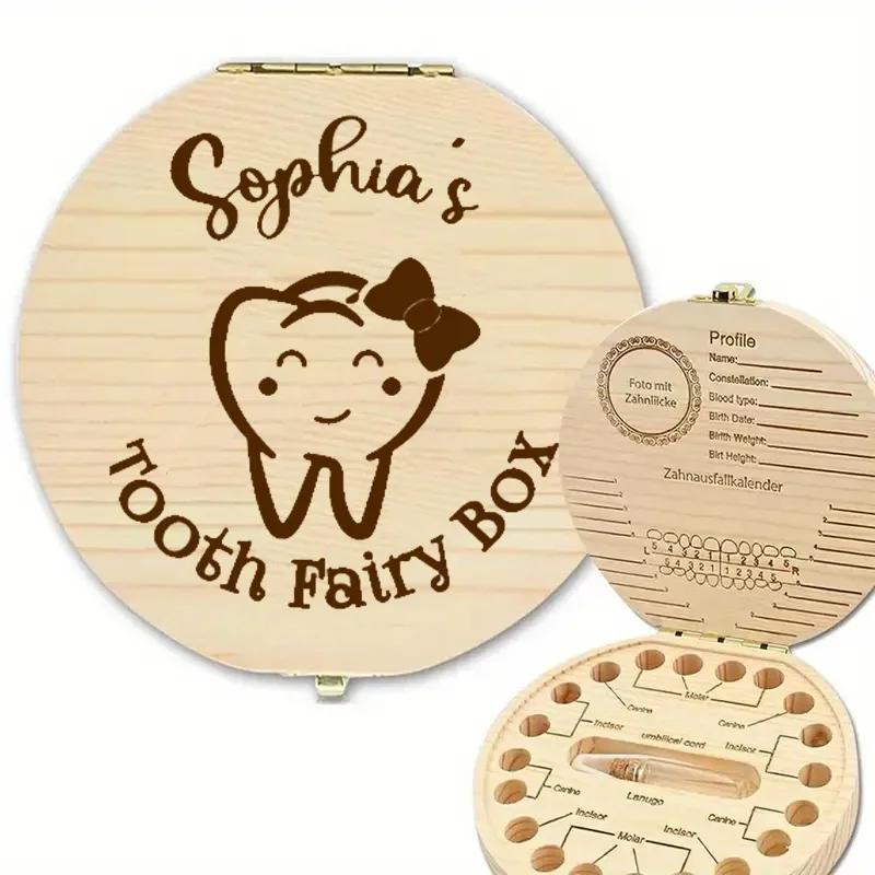 1PCS Free Customization Wooden Tooth Storage Box Baby Tooth Wood Storage Box Organizer Teeth Kids Christening Case Birthday Gift