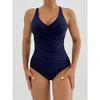 New Women's Fashion One-Piece Swimsuit with Solid Color Tummy Control and Adjustable Shoulder Straps