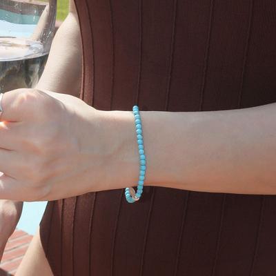 [Produit authentique du siège social / Sac shopping en soie inclus] Bracelet en Argent 925 turquoise bleue 3,5 mm