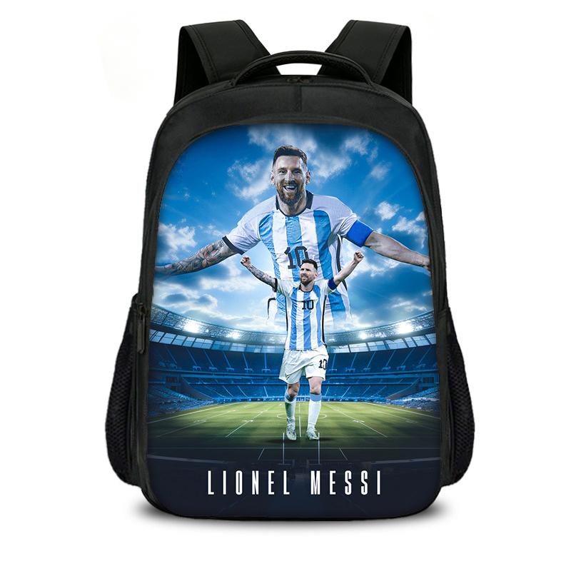 Leer, Reis Schooltassen Voetbal Sport Grote Capaciteit Boekentas M-Messi Dubbellaags Rugzak Voetbalster Rugzak