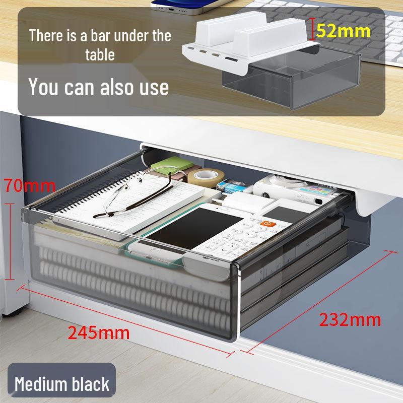 Niewidoczny organizer pod biurko: Bez wiercenia szuflada na artykuły biurowe