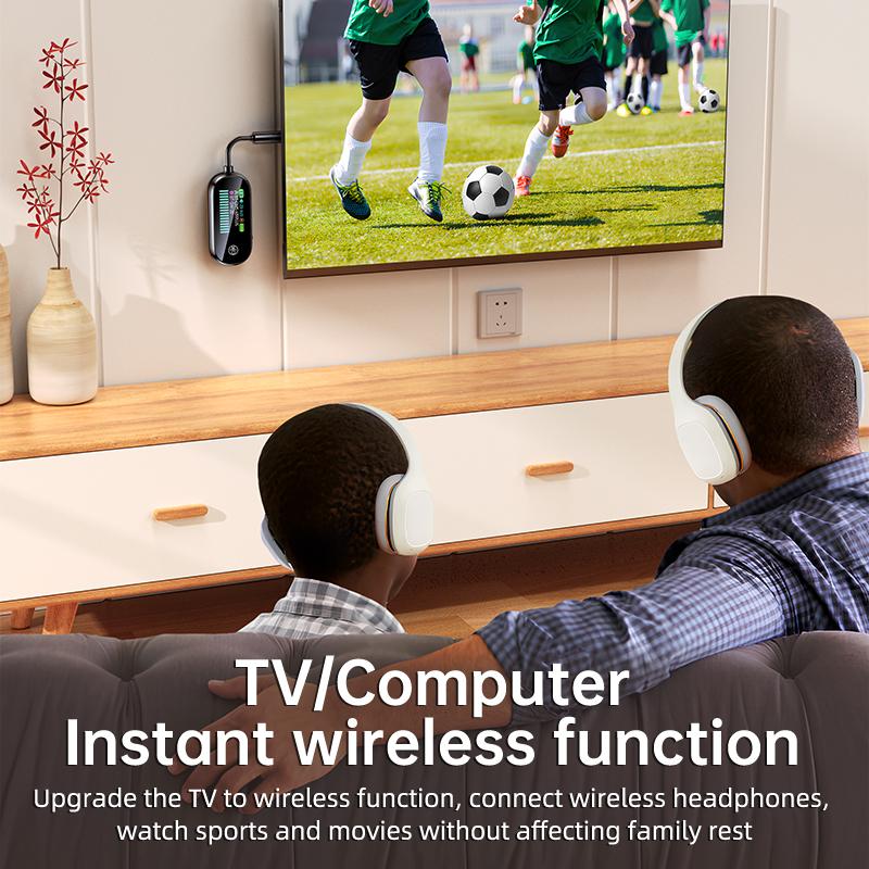 2 In 1 Bluetooth 5.4 Audio Transmitter Receiver 3.5MM AUX Hifi Stereo Audio Wireless Adapter with Mic for Car Airplane TV PC Headphone