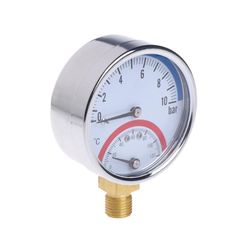 10 Bar Temperature Pressure Gauge Meter G1/4 Thread 2 in 1 Thermometer