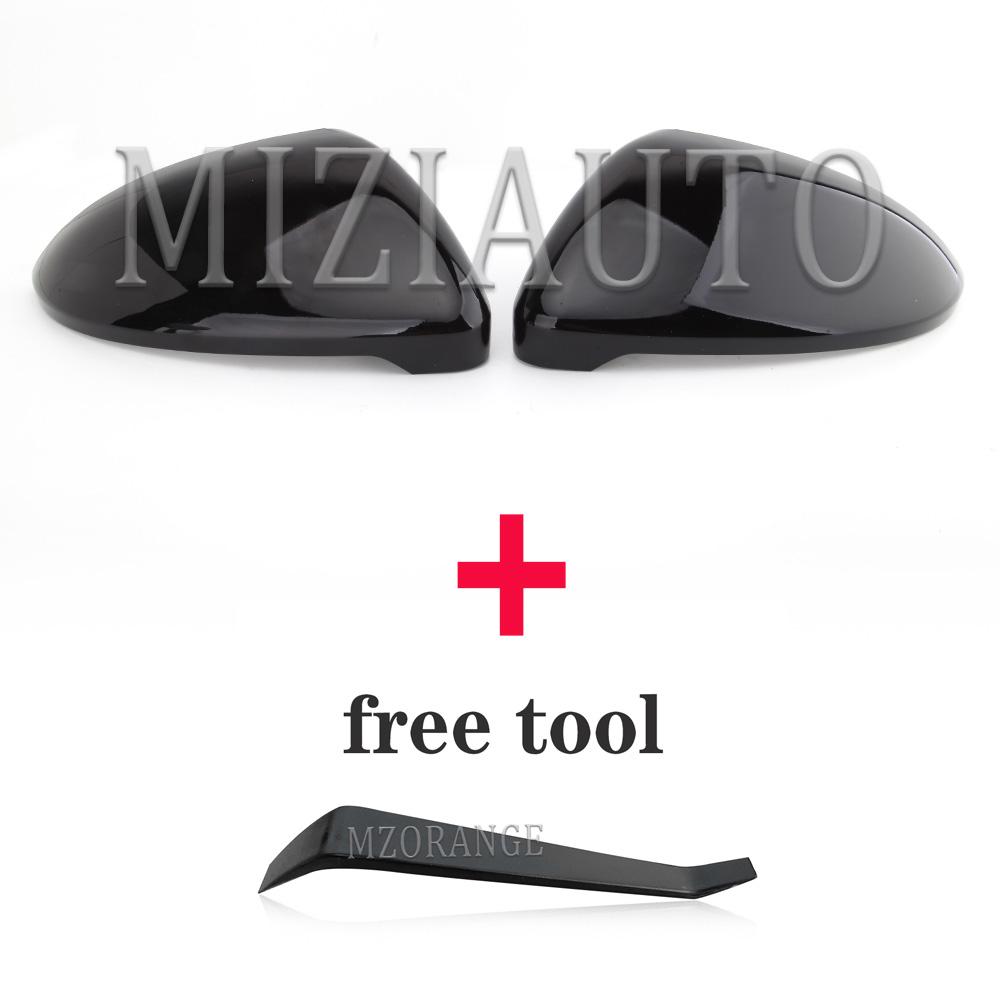 Side Rear View Mirror Cover Caps Signals For VW Golf 7 MK7 7.5 GTI For Touran 2013- Bright Black Mirror Case Car