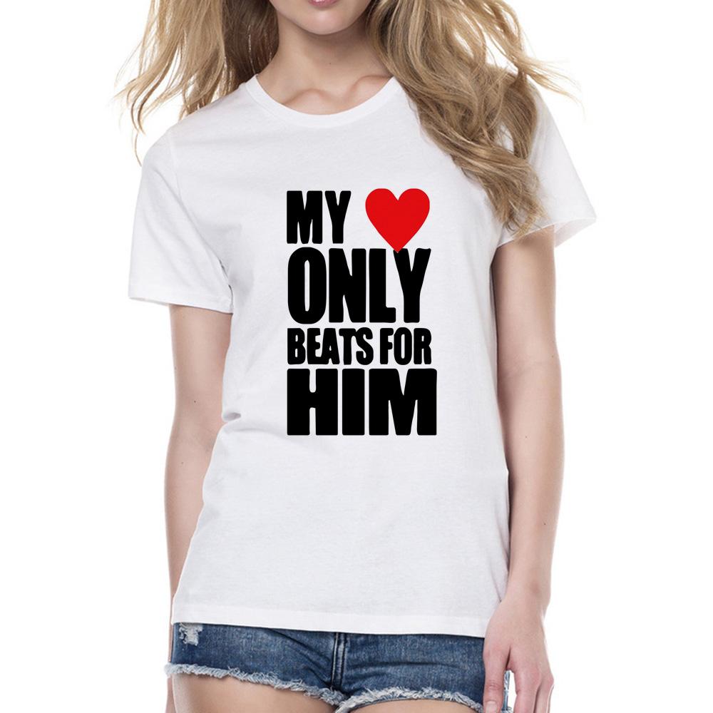 My Heart Only For Him Her Couple T Shirts Summer Matching Couple Clothes Men And M