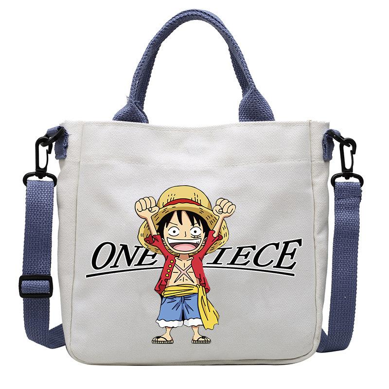 One Piece Canvas Bags Luffy Cartoon Anime Figures Print Shoulder Bag Outdoor Large Capacity Trendy Crossbody Handbag Gifts Poseable Articulated Scale