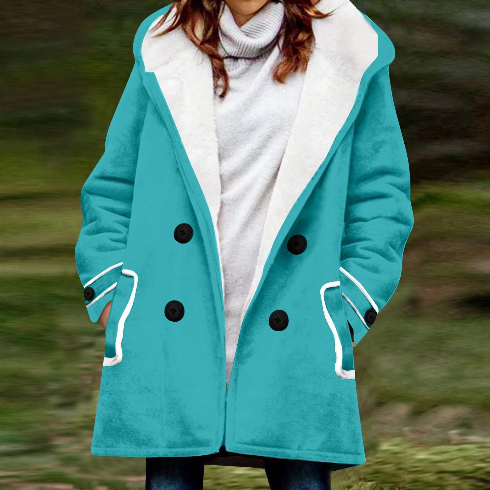 

Жіноче зимове пальто. Тепла куртка з волохатим пухом і гудзиками XL ціан