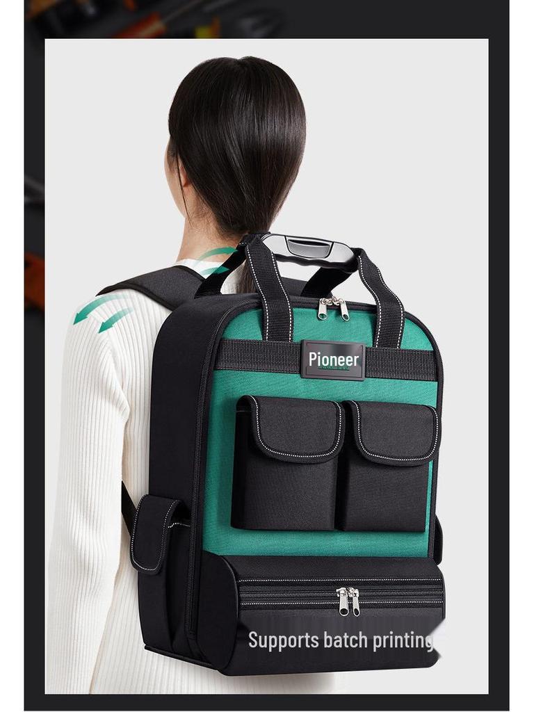 Heavy-Duty Double Shoulder Tool Backpack: Durable, Thickened, Multi-Functional, Large Capacity for Electrician Repairs