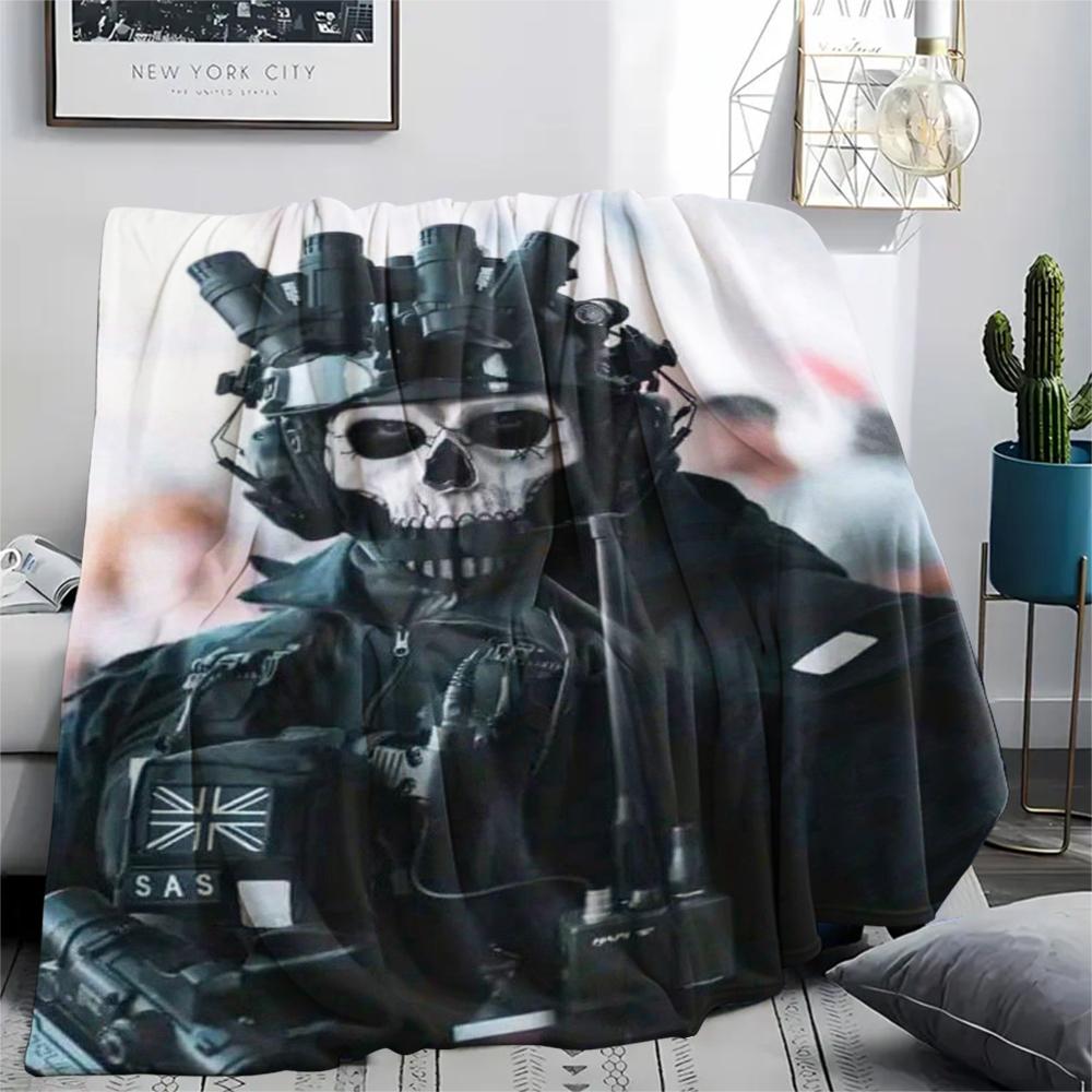 1PC GHOST Print Flannel Blanket, High quality Comfortable for All Seasons, Home Decor, Warmth and Comfort, Perfect for Christmas Gifts160