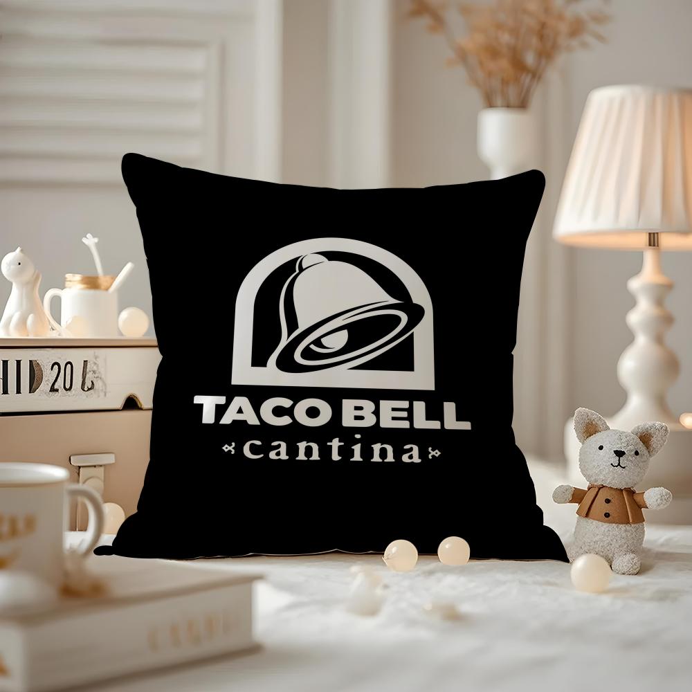 Taco Bell Cushion Cover Anti-dustmite Pillowcase Invisible Zipper Silky Short Plush Sofa Cushion Cover
