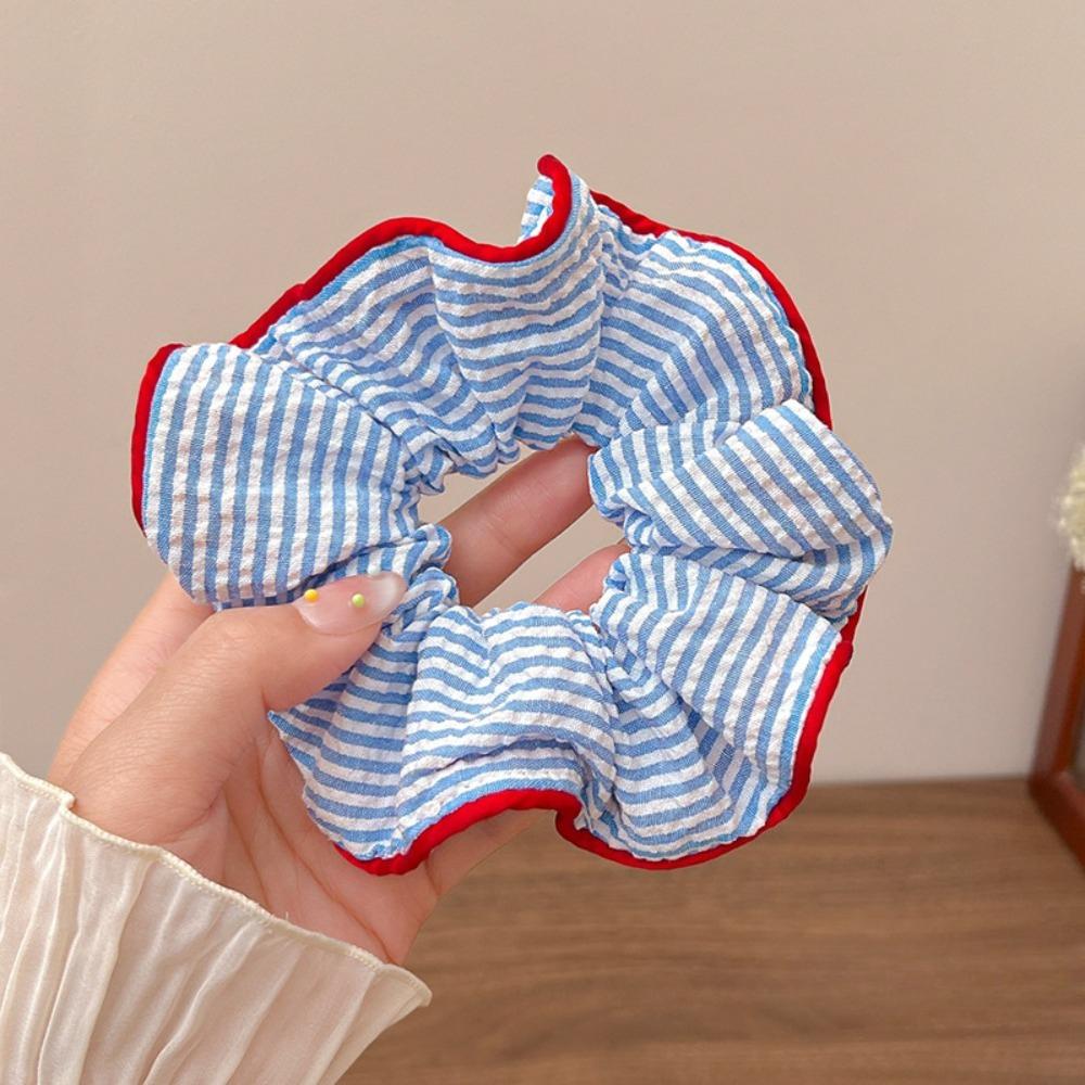 

Скранчи Повязка на голову Красный край Синяя полоска Резинки для волос Темперамент Милая Эластичная резинка для волос Аксессуары для волос для девочек Женские Школьные Банты