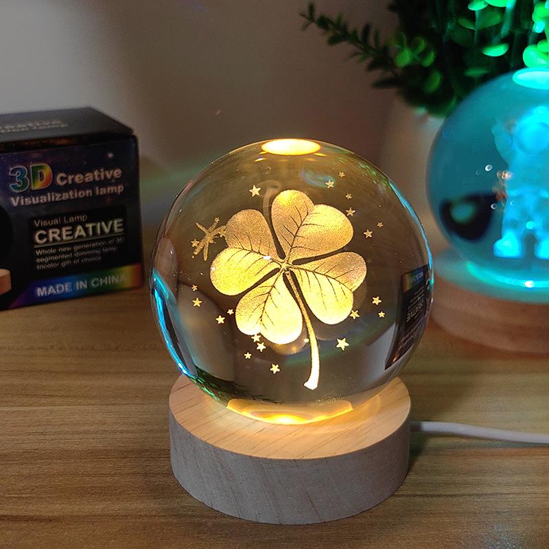 3D Starry Sky Crystal Ball Ornament: Glass Carved Amethyst Souvenir 6 cm