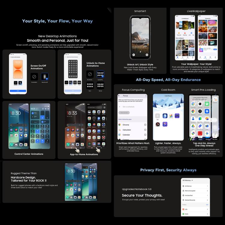 Blackview ROCK 1 Rugged Phone, 8GB+256GB, 6.56 Inch Android 16 MT6769V/CB Helio G81 Octa Core, Network: 4G, OTG, NFC (Black)