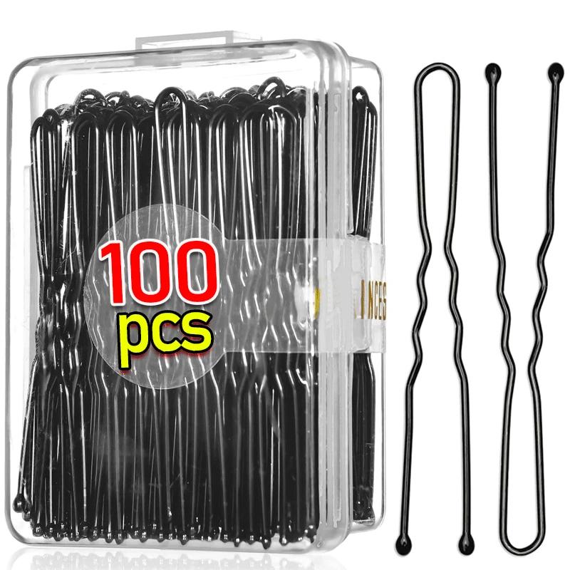 Schwarze Haarklammern U-förmige Haarnadel Frauen Unsichtbare wellenförmige Haarnadel Frisurstyling Metallhaarklemmen Haarspange Haaraccessoires