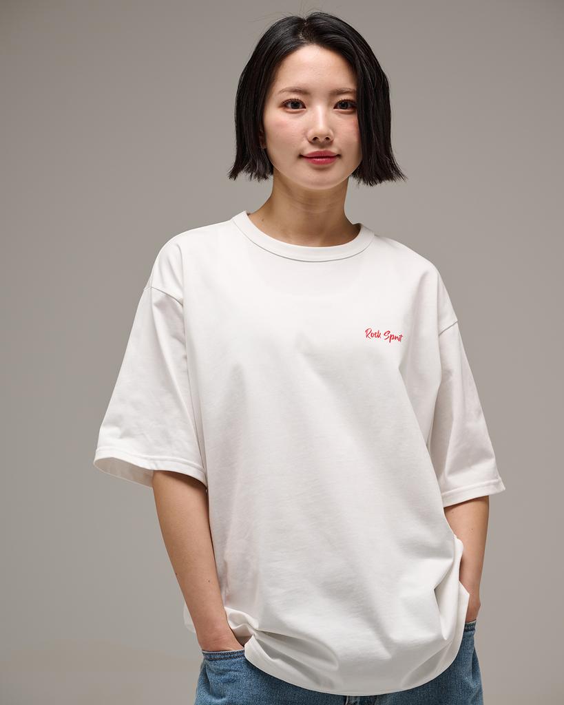 Leibeoko Rock 'N' Roll Lettering Loose Fit Short Sleeve T-Shirt White