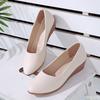 Low Cut Wedges Flats Shallow Mouth Ladies Middle Heel Work Shoes Summer New Pointed Shoes Solid Color Light Women Flat Mujer