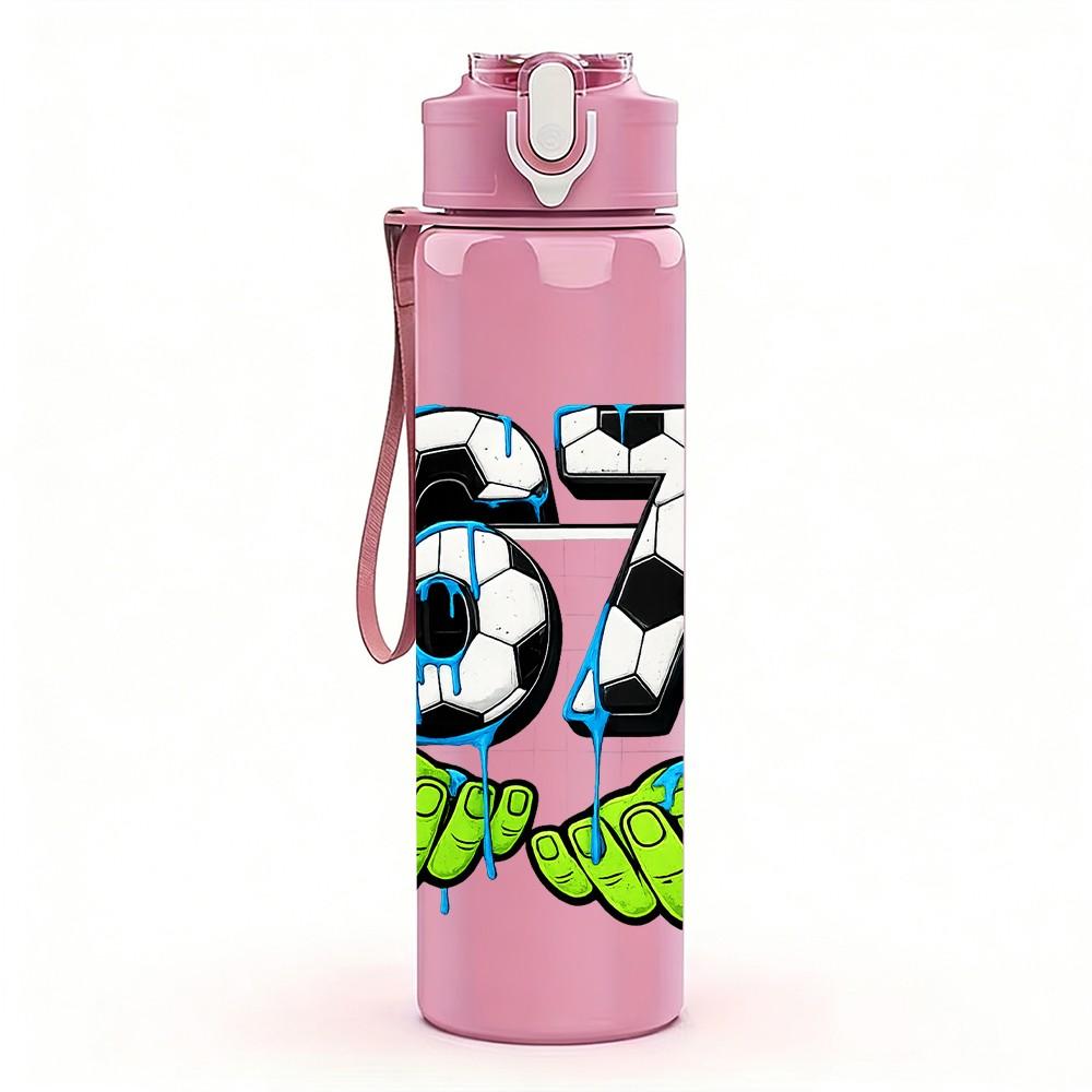 1PC Number 67 Hand Gesture Graffiti Print 750ml Color Plastic Sports Water Bottle Leakproof Flip Straw Lid Suitable for Sports Office Home Use