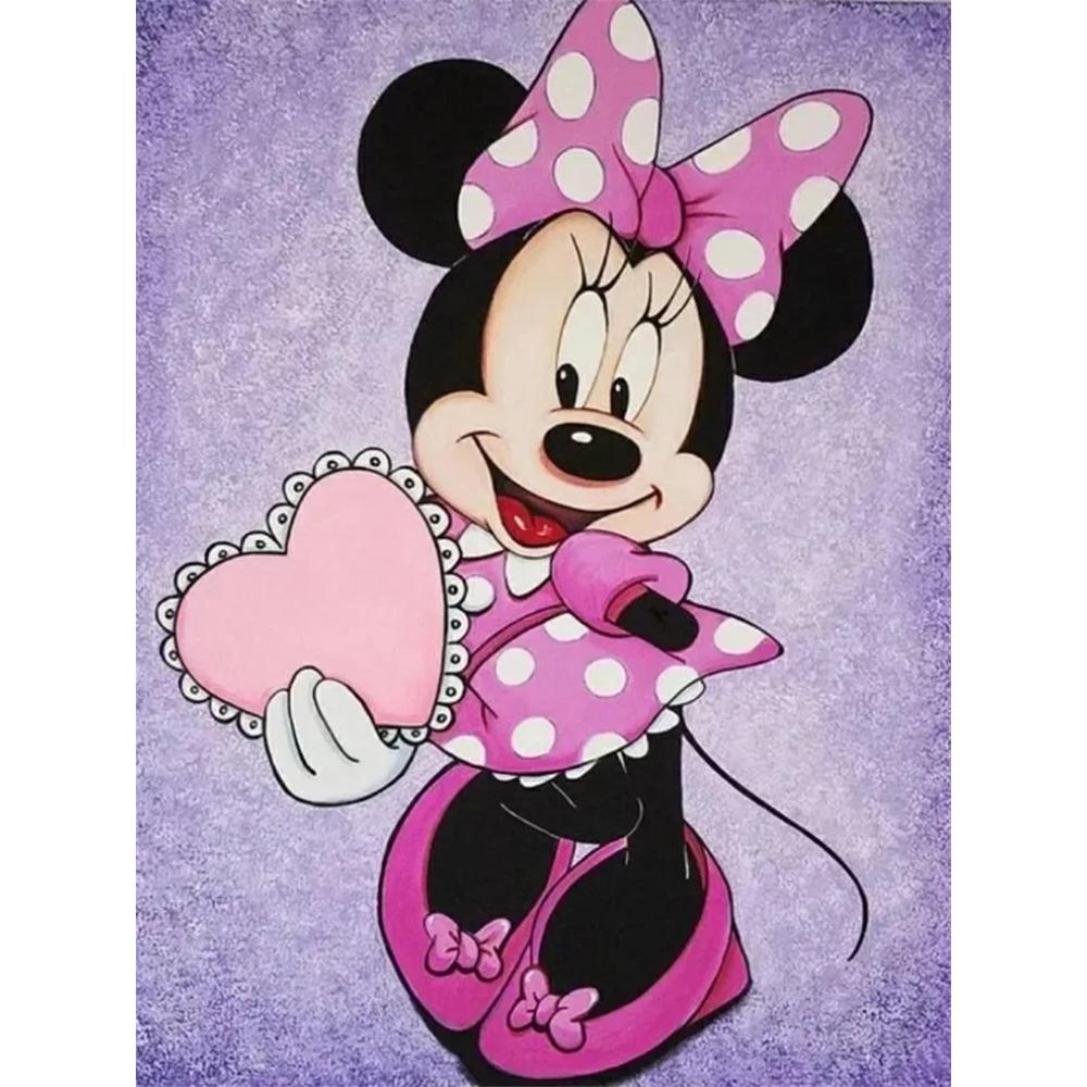 

Disney Diamond Painting Minnie Mouse Heart Theme Sweet Illustration 5D Full Diamond Art Mosaic DIY Embroidery Cartoon Wall Decoration Round 20x30cm