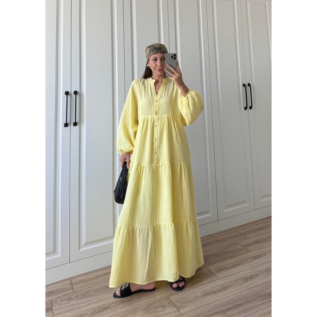 New Women's Long Sleeve Dress, Loose Solid Color Casual Vacation Dress, Vintage Style Button Fashion Dress for Women European American Style