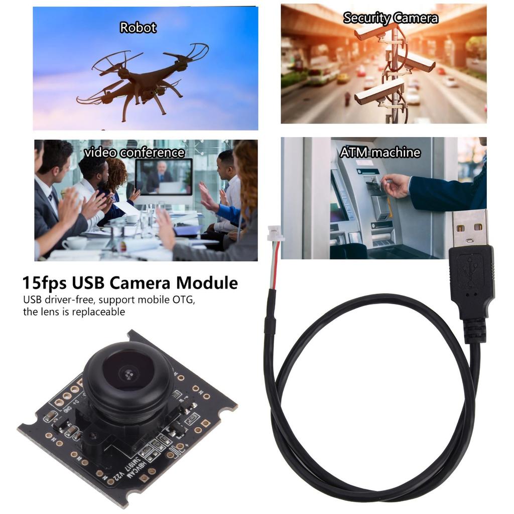 3MP USB Camera Module 2048x1536 15fps 110° FOV with USB Cable for Windows 7 - Compact 30x25x14mm