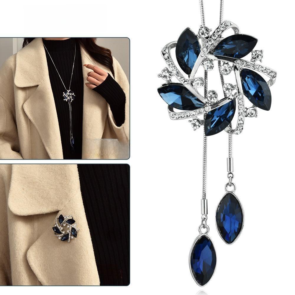 Winter Flower Necklace With Water Drill Gemstones For Elegant Office Wear