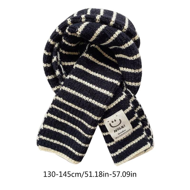 Children Neck Scarves with Stripe Pattern Warm Knitted Neckerchief Versatile for Children Fashionable Winter Accessories