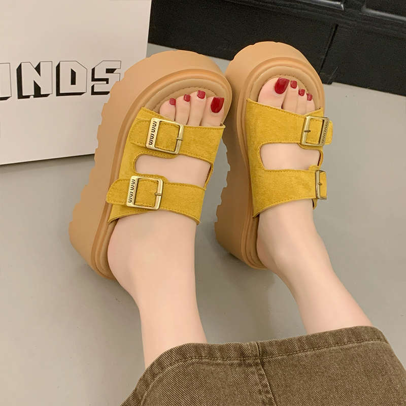 Fashion Shoes Woman 2025 House Slippers Platform Shale Female Beach Heeled Mules Pantofle Sabot High New Slides Shoes Ladies' Slippers P