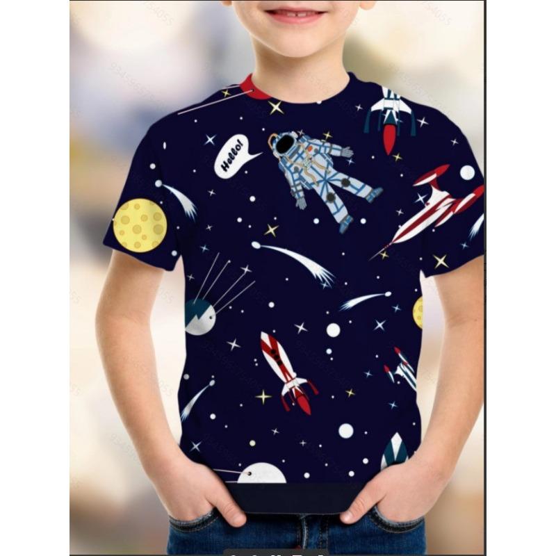 

Летний топ с круглым вырезом и 3D мультяшным принтом, модная повседневная футболка с коротким рукавом для детей и мальчиков 130