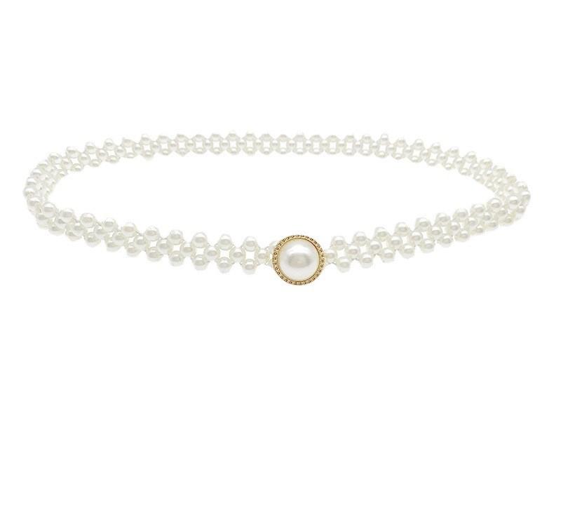 Korean Elegant Style Pearl Waist Chain For Women With Glamorous Accents Rhinestone