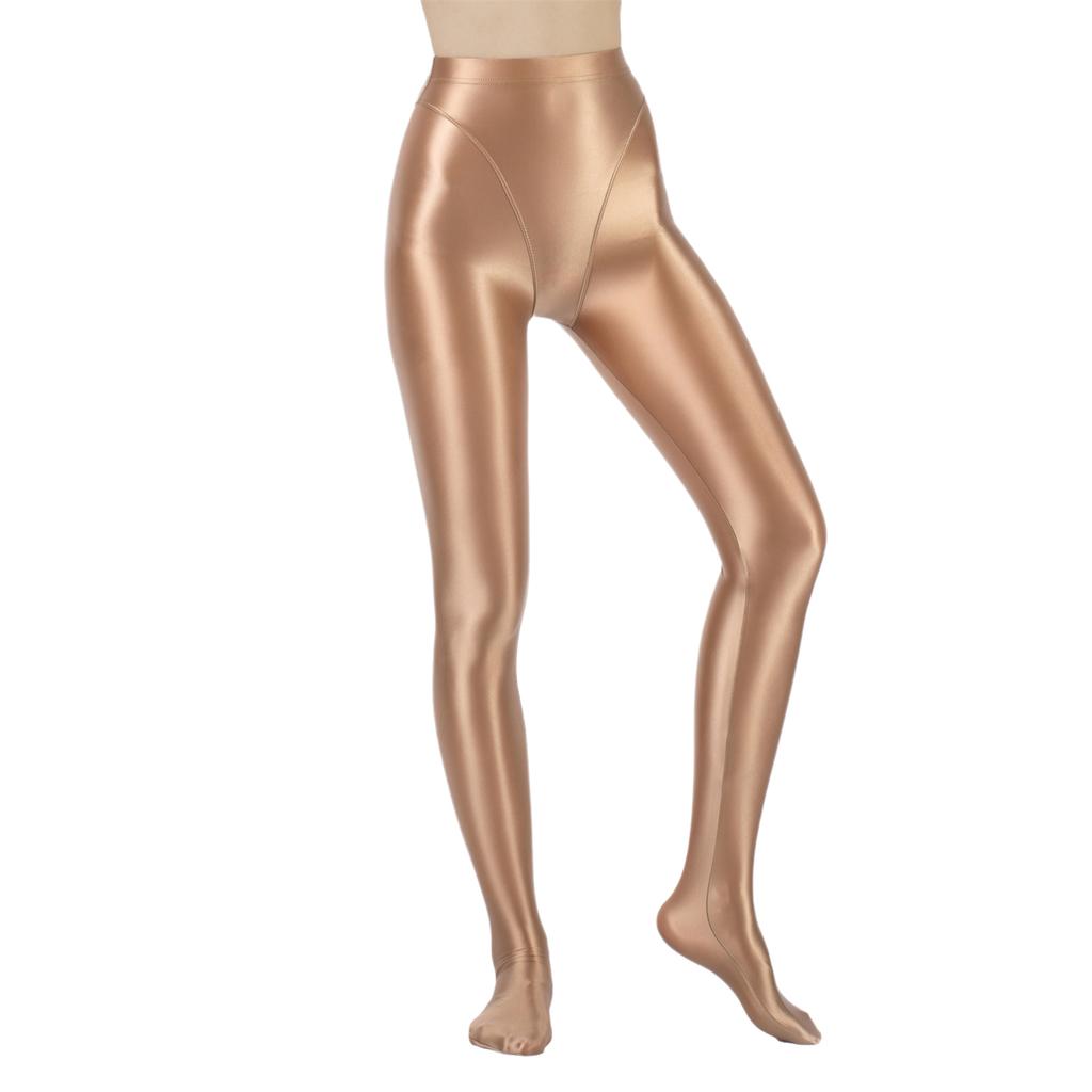 Dames Metalliske Falske Todelte Tights Høy Midje Yoga Fitness Leggings