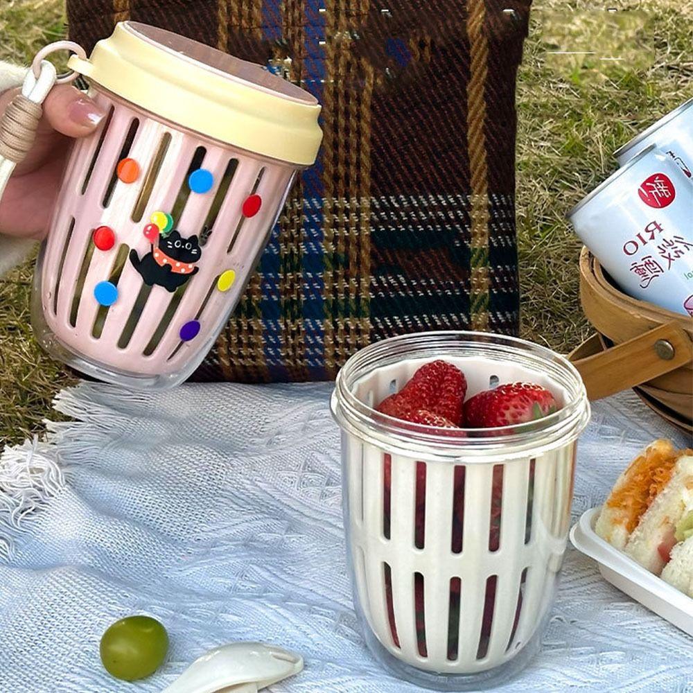 Drainable Salad Cup With Lids Fruit Storage Bottle Multipurpose Fruit Salad Storage Cup  Breakfast
