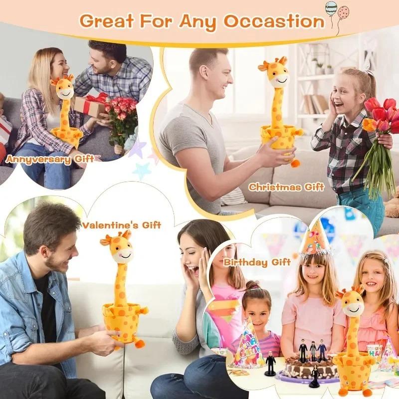 Dancing and Talking Giraffe Toy Repeats What You Say Plush Animal Baby Toy Volume Adjustment Swing Dancing Giraffe Plush Toy