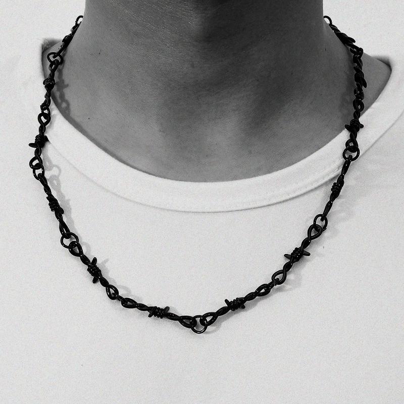 Personalized Punk Black Thorn Metal Chain Choker Necklace For Men Women Y2K Fashion Rock Party Grunge Street Neck Accessories
