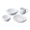 Noritake Bowl with Rice and Mug Set Rice Light Microwave and Dishwasher Fine Porcelain 4 Plate, Handle, Bowl, (Plate 16cm, 300cc, Bowl 16cm, 370cc,