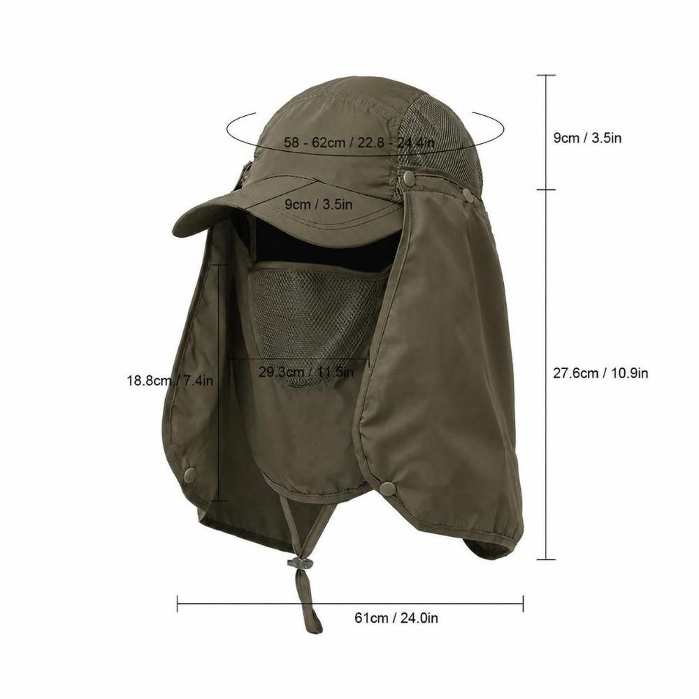 Detachable Fishing Sun Hat Foldable Sun Cap Portable Fishing Hat  Hiking Sport