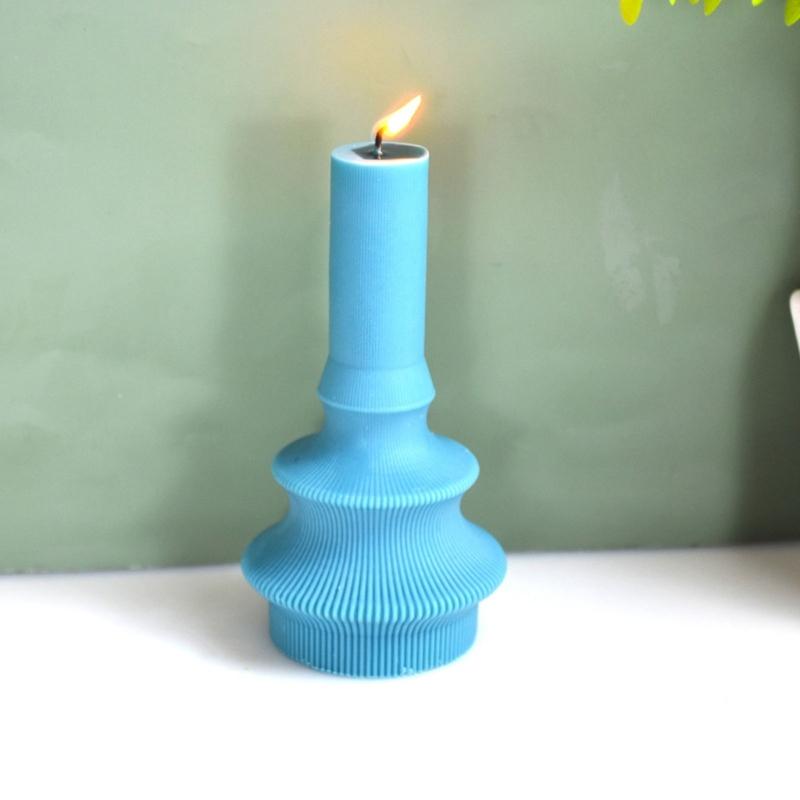 Silicone Gypsum Molds Striped Candle Holder DIY Mold for Candle Mold Handmade Craft Soap Clay Mould Cake Decorating