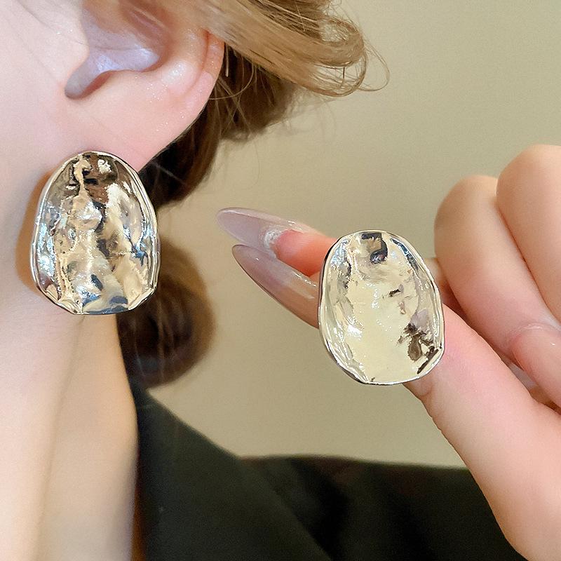 Geometric Sterling Silver Stud Earrings for Women - European & American Fashion, Simple Niche Style