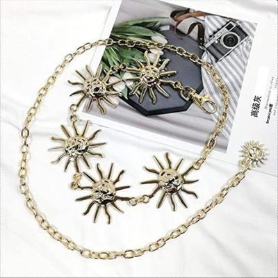 Belt for Women's Niche Smiling Face Metal Sun Flower Waist Chain Body Chain New Adjustable Skirt Waist Decoration