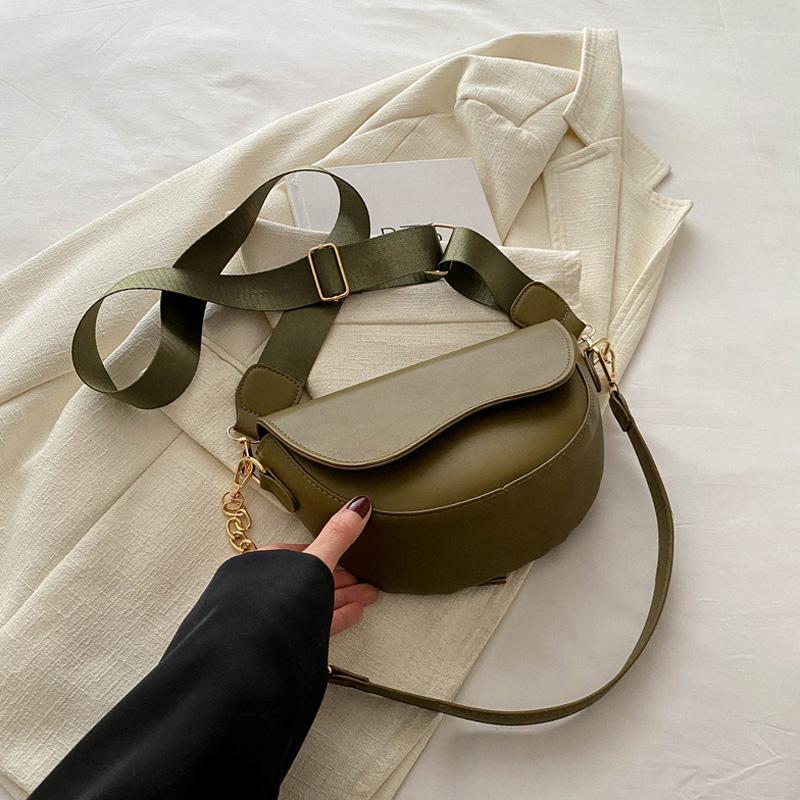 Fashion Double Straps Shoulder Bag Casual Solid PU Leather Versatile Crossbody Bags for Women Festival Gift
